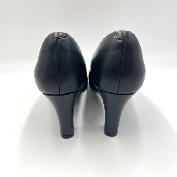 9W 9 WIDE WIDTH Rockport Total Motion Leah Black Nappa Leather Heels Pumps Shoes - Picture 7 of 16